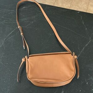 Genuine Leather Saddle Bag Crossbody Banana Republic Canvas Lined Magnetic Close